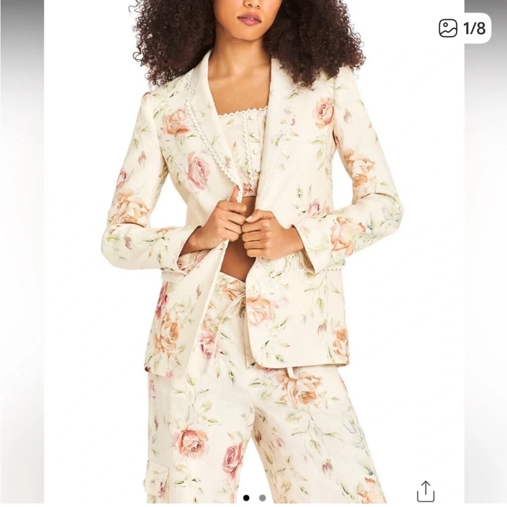 NWT LoveShackFancy Cedric Linen Cargo Pants in Burnt Orange Floral - Picture 3 of 5